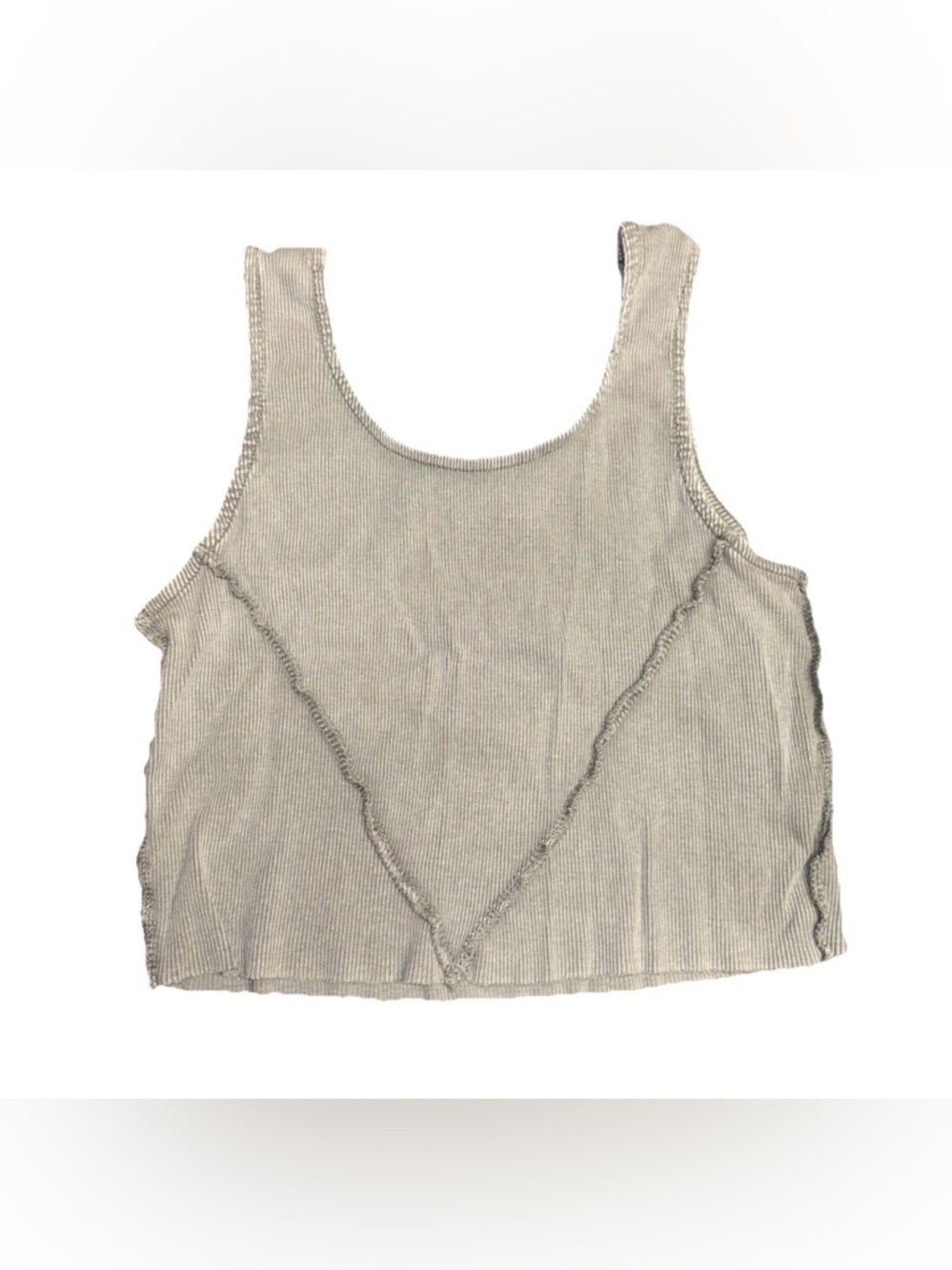 Urban Nation Women's Ribbed Knit Cropped Tank Top - Gray Boho Grunge Medium